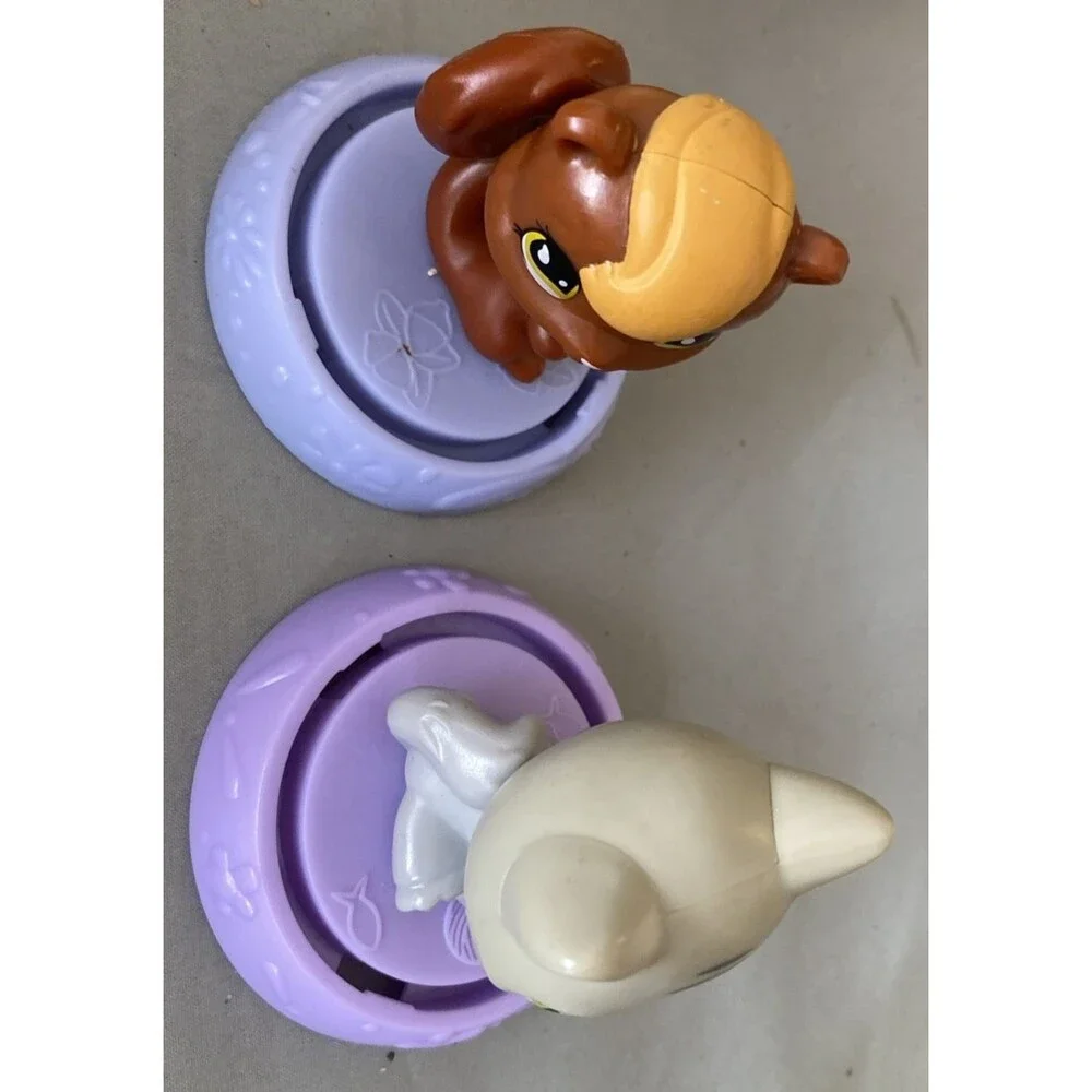LPS Littlest Pet Shop Lot Short Hair Cat Grey Star Eyes & Squirrel Deco Figures